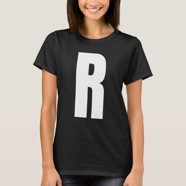 Capital Letter R Monogram Anton Font Initial Alpha T-Shirt (Front)