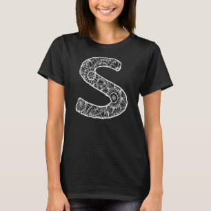 Capital Letter S Floral Chic Boho Abstract Doodle T-Shirt