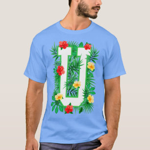 Capital Letter U Alphabet Monogram Initial Flower T-Shirt