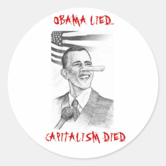 Capitalism Died Classic Round Sticker