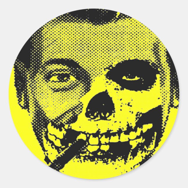 capitalism is fun classic round sticker (Front)