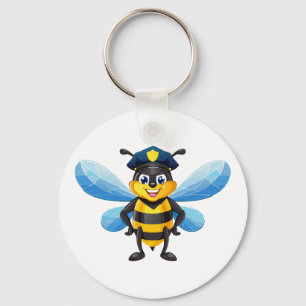 Capitan bee with police hat key ring