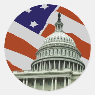 Capitol American Flag Classic Round Sticker