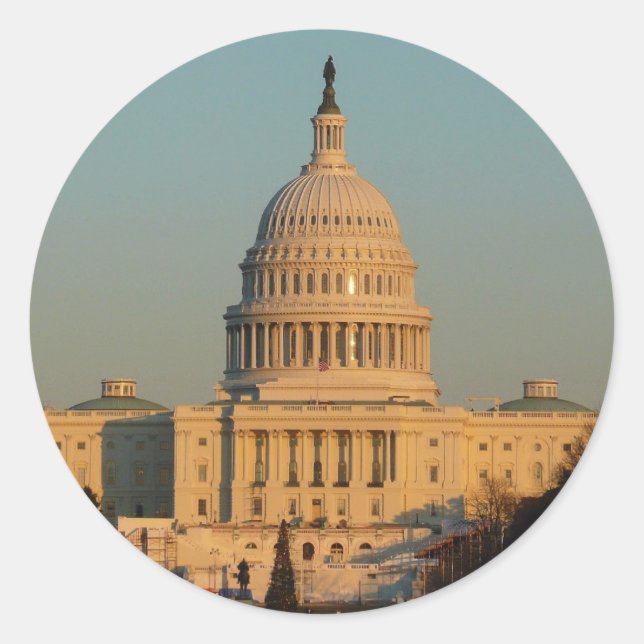 Capitol at Christmas Washington DC Holiday Classic Round Sticker (Front)