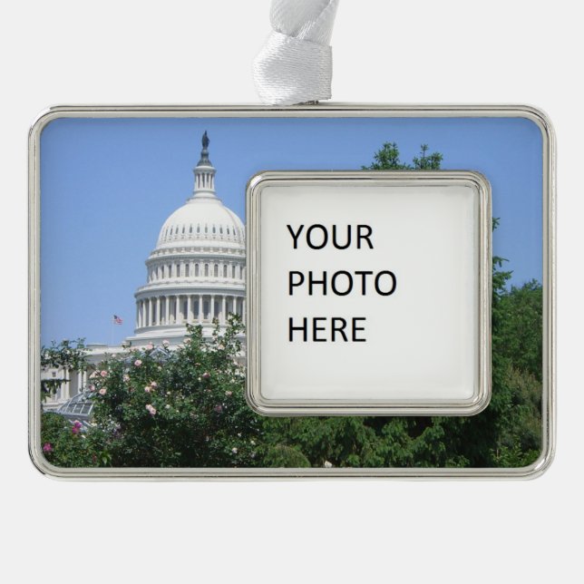 Capitol Building from Bartholdi Park Silver Plated Framed Ornament (Front)