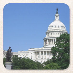Capitol Building in Washington DC Square Paper Coaster