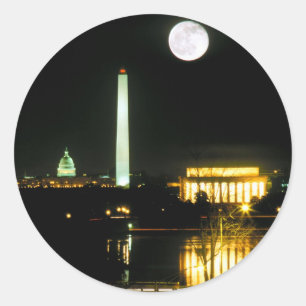 Capitol Building, Lincoln Memorial, Washington Classic Round Sticker