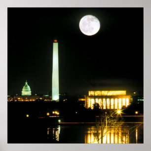 Capitol Building, Lincoln Memorial, Washington Poster