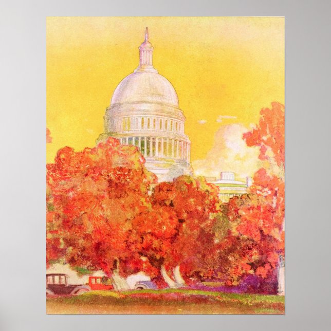 Capitol Dome in Autumn, by Albert Hencke Poster (Front)