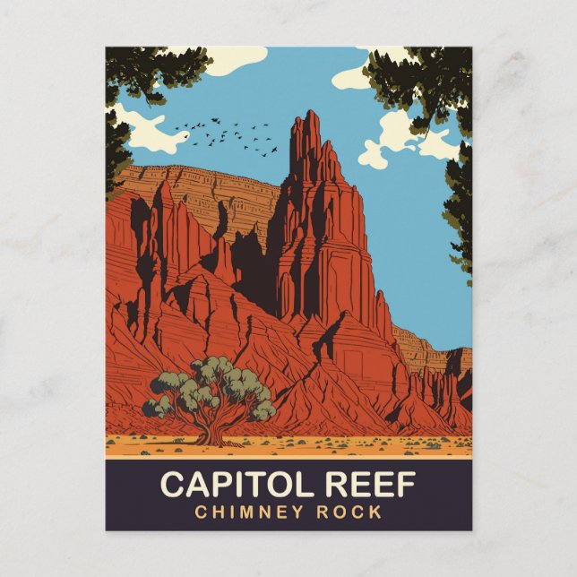 Capitol Reef, Chimney Rock, Travel Postcard (Front)