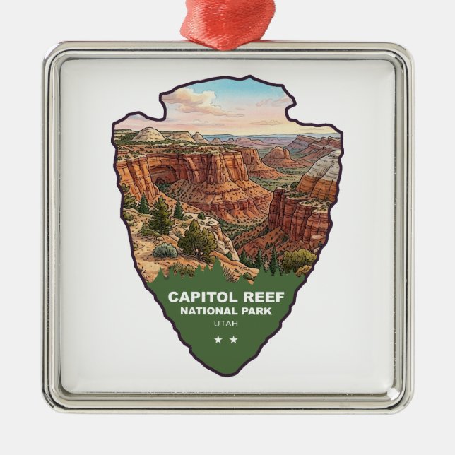 Capitol Reef National Park Arrowhead Metal Tree Decoration (Front)