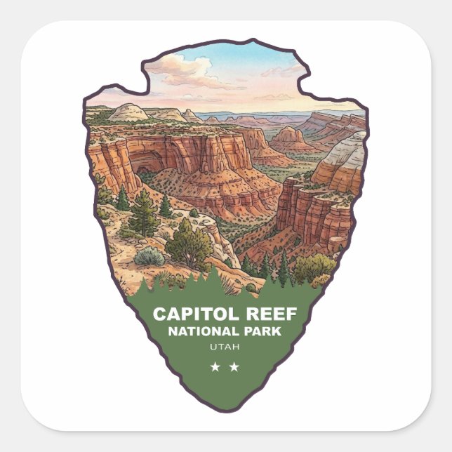 Capitol Reef National Park Arrowhead Square Sticker (Front)