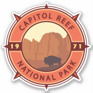Capitol Reef National Park Bison Retro Compass