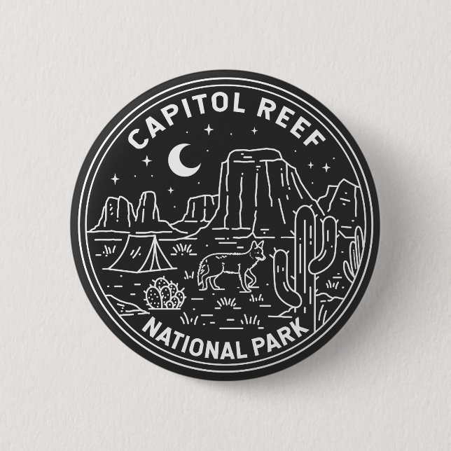 Capitol Reef National Park Monoline  6 Cm Round Badge (Front)