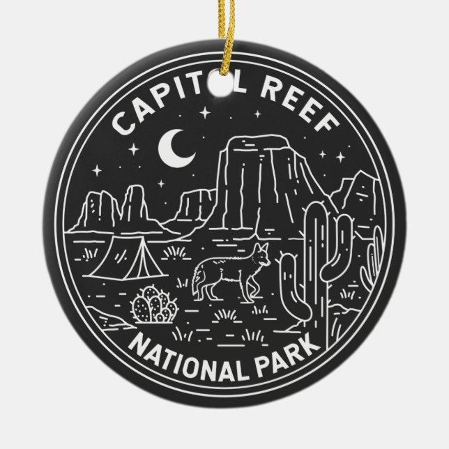Capitol Reef National Park Monoline  Ceramic Tree Decoration (Front)