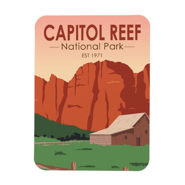 Capitol Reef National Park Ranch Vintage Magnet (Vertical)