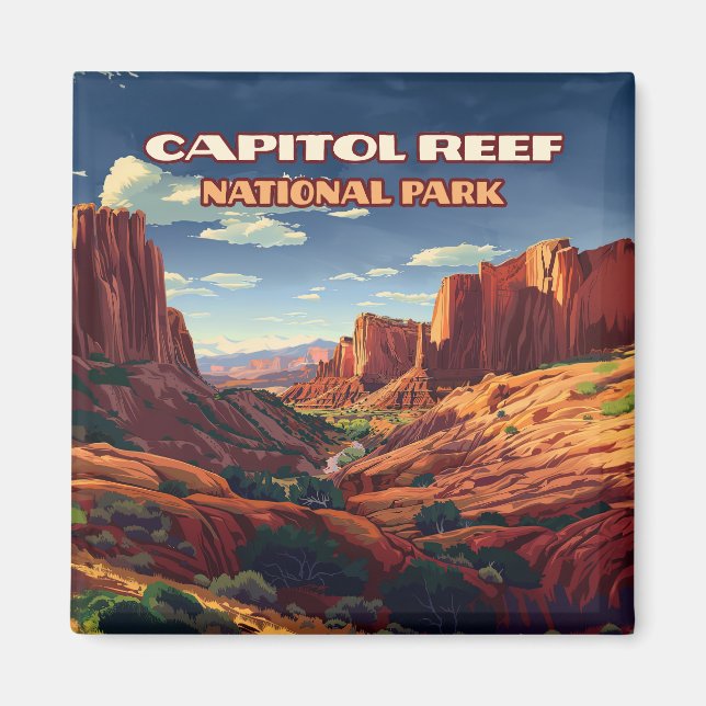 Capitol Reef National Park Utah Desert Vintage Magnet (Front)