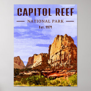 Capitol Reef National Park Utah Desert Watercolor Poster