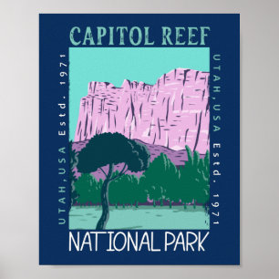 Capitol Reef National Park Utah Distressed Retro Poster