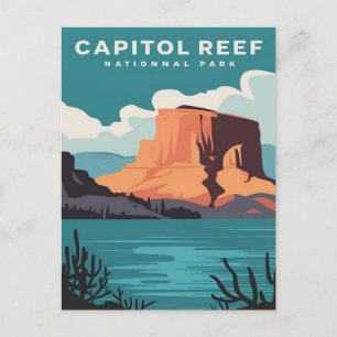 Capitol Reef National Park Utah Retro Travel Postcard
