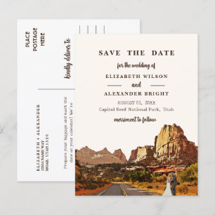 Capitol Reef NP Utah Desert Watercolor Wedding Postcard