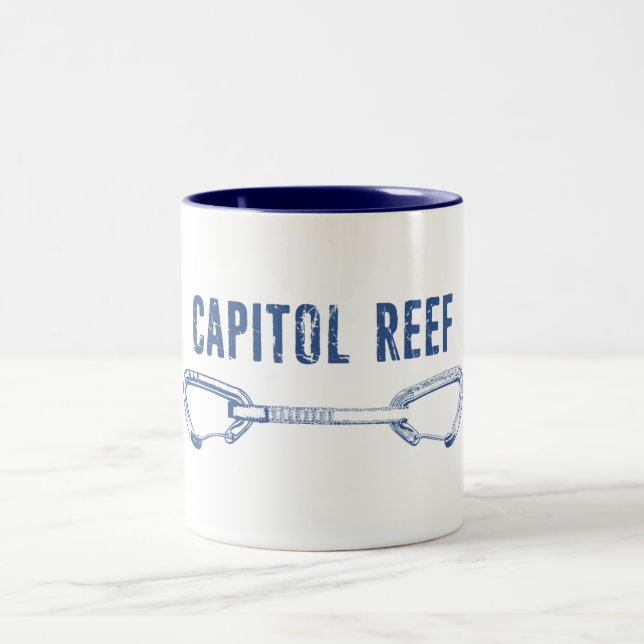 Capitol Reef Rock Climbing Quickdraw Two-Tone Coffee Mug (Center)