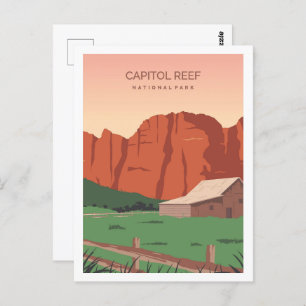 Capitol Reef Utah Famous Travel Place Illustration Postcard