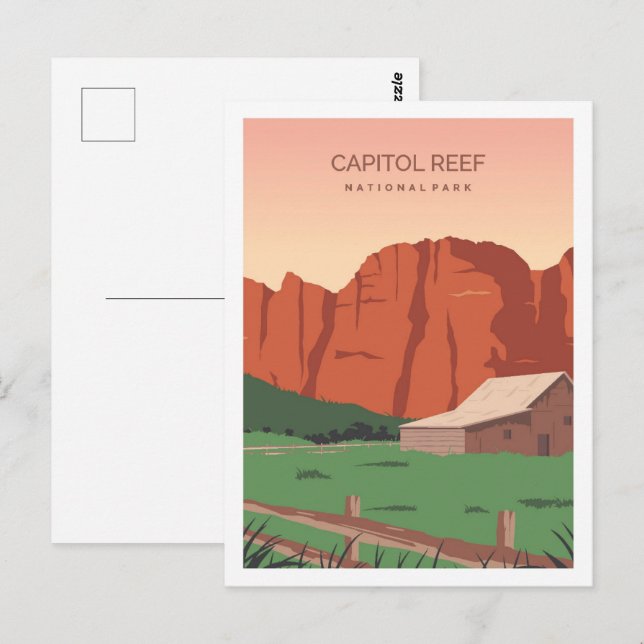 Capitol Reef Utah Famous Travel Place Illustration Postcard (Front/Back)