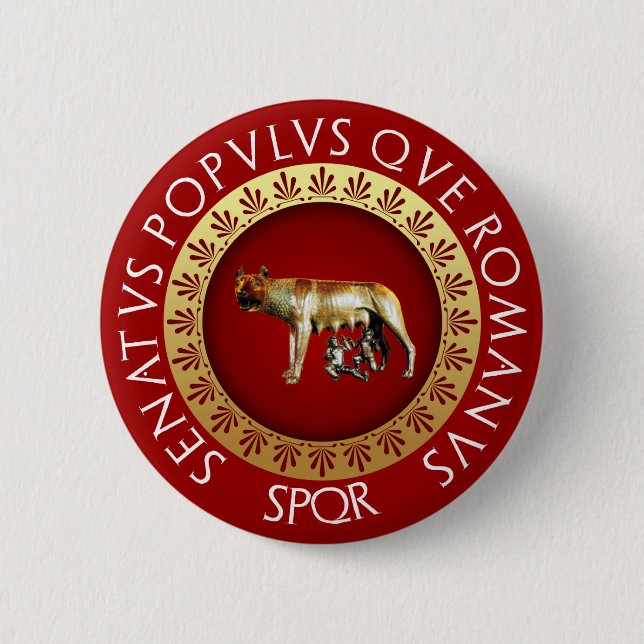 Capitoline Wolf 6 Cm Round Badge (Front)