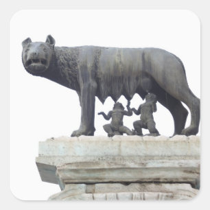 Capitoline Wolf Statue (She-wolf suckling), Square Sticker