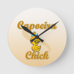 Capoeira Chick Round Clock