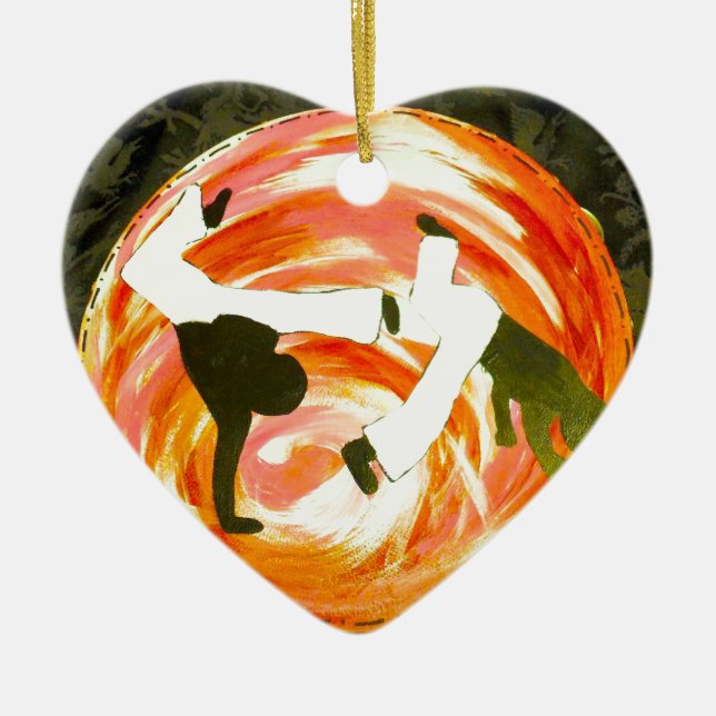 capoeira love mma martial arts axe brazil ceramic tree decoration (Front)