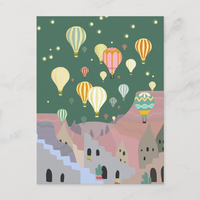 Cappadocia Night Art | Hot Air Balloon Turkey  Postcard (Front)