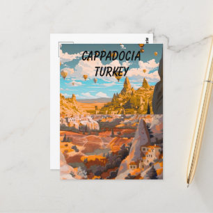 Cappadocia Travel Postcard Art, Cappadocia Turkey 