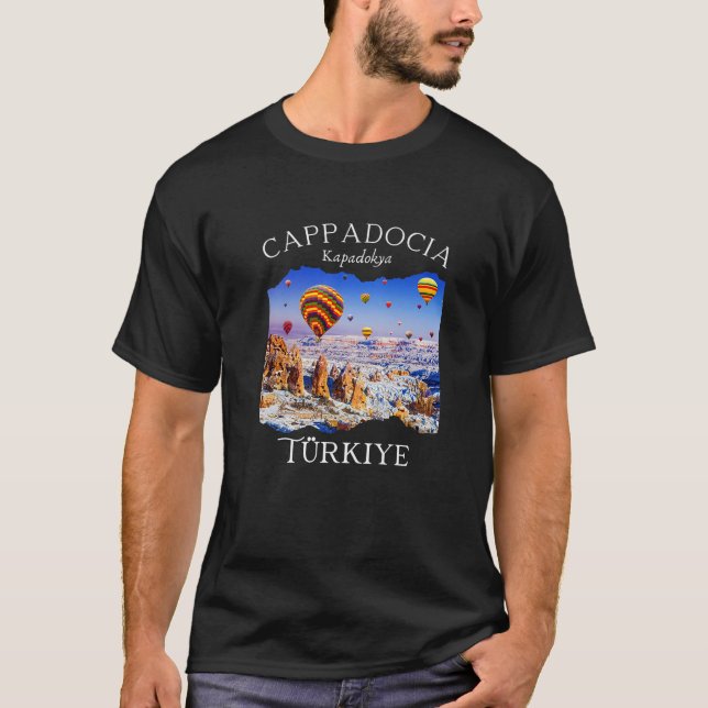 Cappadocia Turkey Hot Air Balloon rides Snow Winte T-Shirt (Front)