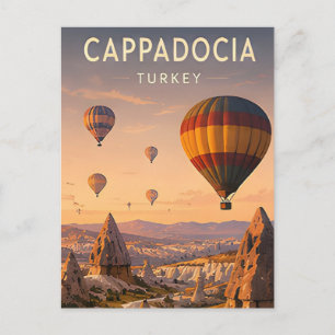 🎈 Cappadocia Turkey Hot Air Balloon Valley Views Postcard
