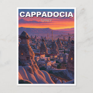 Cappadocia Turkey Hot Air Balloons sunset Travel Postcard