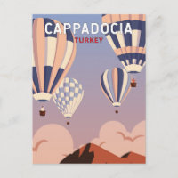 Cappadocia Turkey Retro Travel Art Vintage