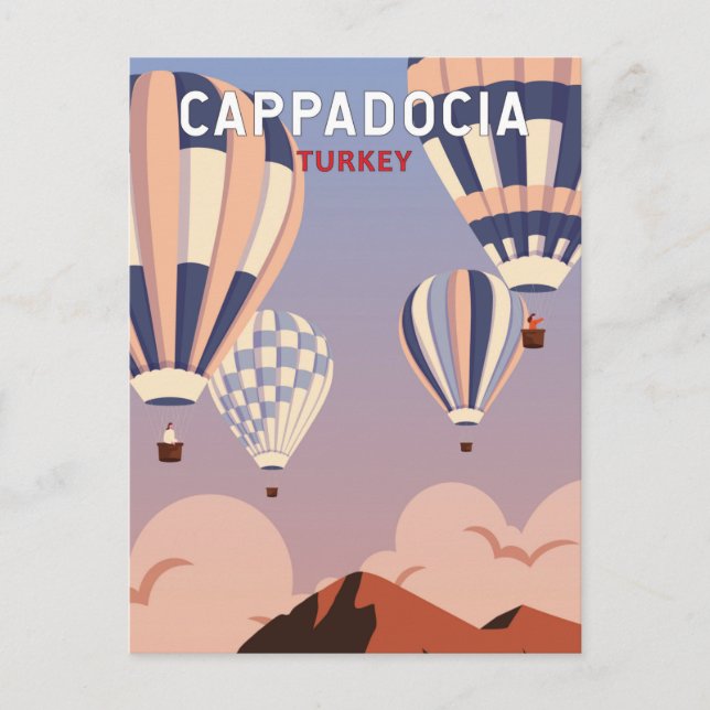 Cappadocia Turkey Retro Travel Art Vintage Postcard (Front)