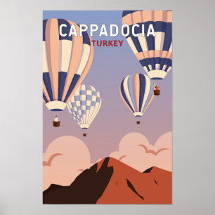 Cappadocia Turkey Retro Travel Art Vintage Poster