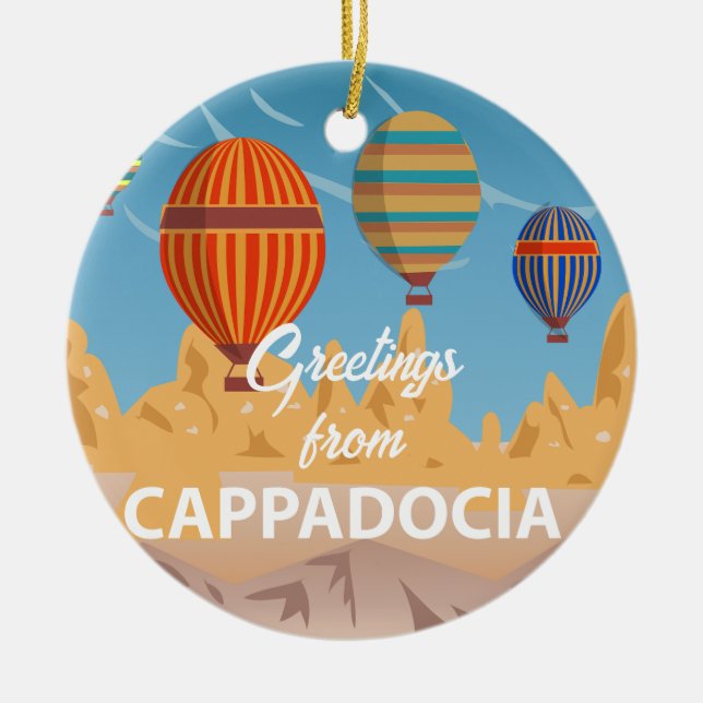 Cappadocia Turkey Travel Holiday Ceramic ornament (Front)