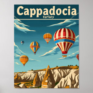 Cappadocia Turkey Vintage Famous Travel Place Poster
