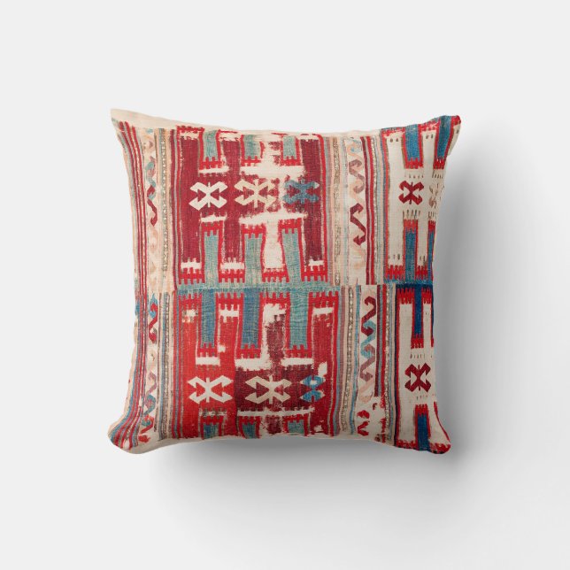 Cappadocian 18th Century Anatolian Kilim Print Cushion (Front)