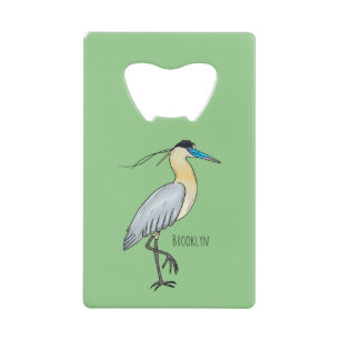Capped heron bird cartoon illustration