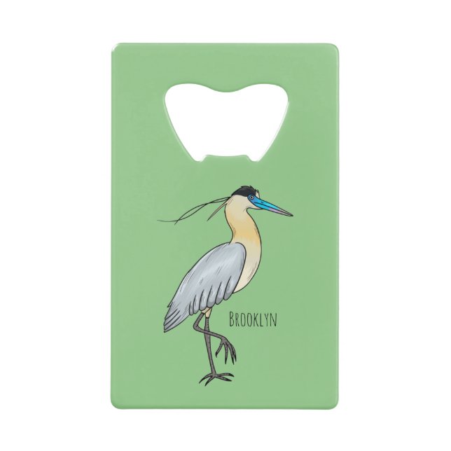 Capped heron bird cartoon illustration  (Front)
