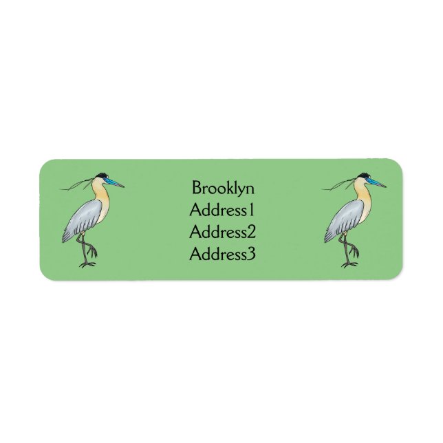 Capped heron bird cartoon illustration  (Front)