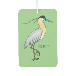 Capped heron bird cartoon illustration car air freshener