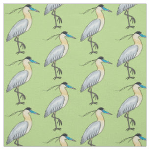 Capped heron bird cartoon illustration fabric