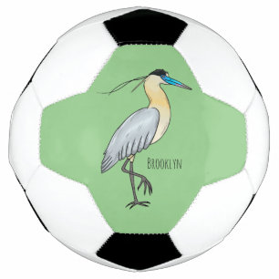 Capped heron bird cartoon illustration football