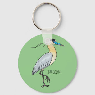Capped heron bird cartoon illustration key ring